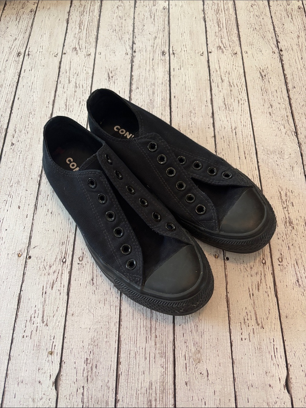 Black on Black Converse Canvas Low-Top Sneakers - Men 5 Women 7